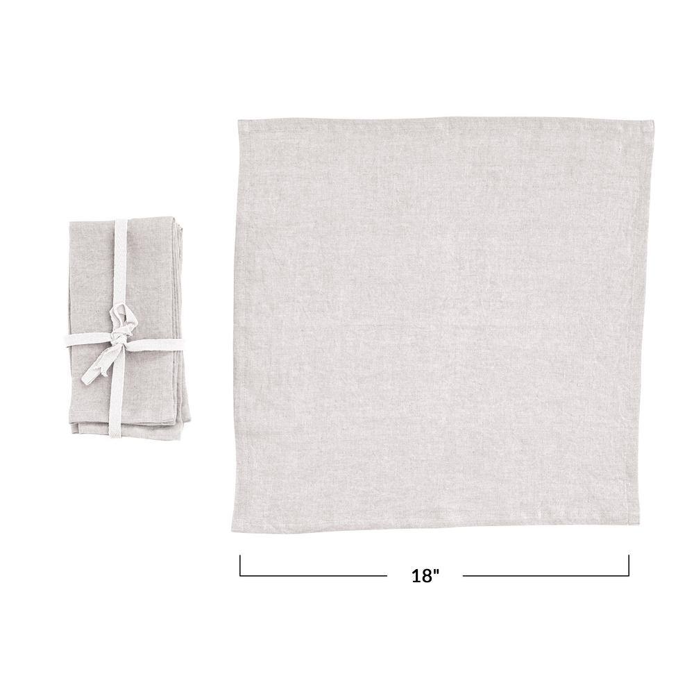 Ivory Stonewashed Linen 18" Square Dinner Napkins, Set of 4