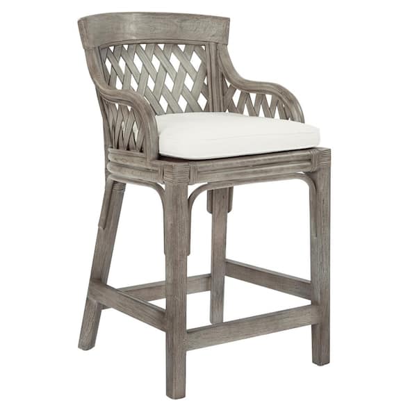 Gray Woven Bar Stools Best Up To, Dale Wicker Bar Stool With Cushion