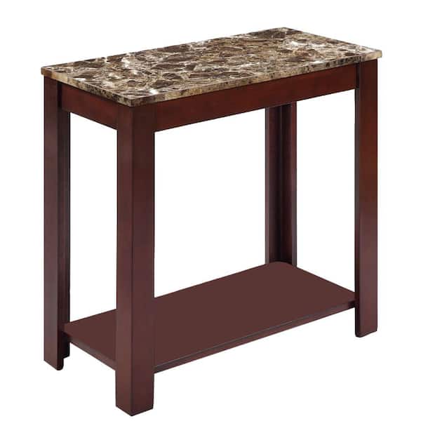 Benjara Impressive 24 in. Brown Chair side Table with Marble Top