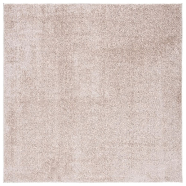 Non-Slip 7 ft. x 7 ft. Taupe Solid Color Distressed Square Area Rug