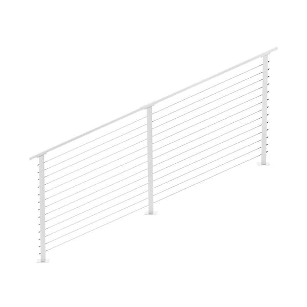 CityPost 12 ft. Stair Cable Railing, 42 in. Base Mount, White