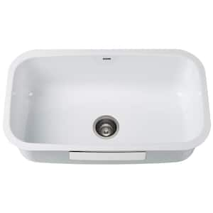 Pintura 31 1/2-inch 16 Gauge Undermount Single Bowl Enameled Steel Kitchen Sink in White