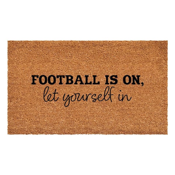 Football is on let yourself in Doormat 24" x 36"