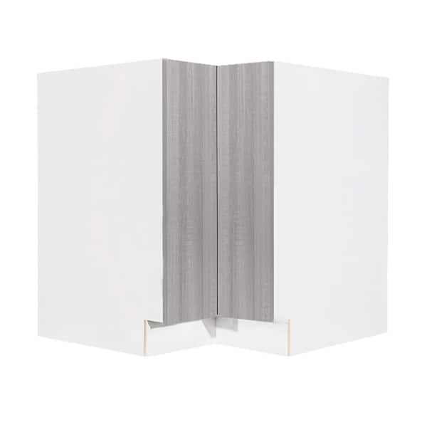 LIFEART CABINETRY Valencia Assembled 36 in. W x 24 in. D x 34.5 in. H in Gloss Gray Plywood Assembled Lazy Susan Base Kitchen Cabinet