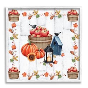 Autumnal Apples and Lantern by Emma Leach 1-Piece Framed Graphic Print Nature Poster Art Print 12 in. x 12 in.