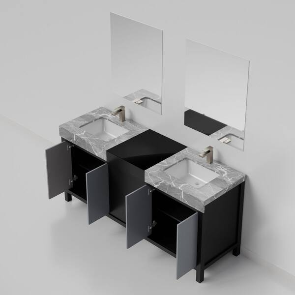 Lexora Zilara 72 in x 22 in D Black and Grey Double Bath Vanity