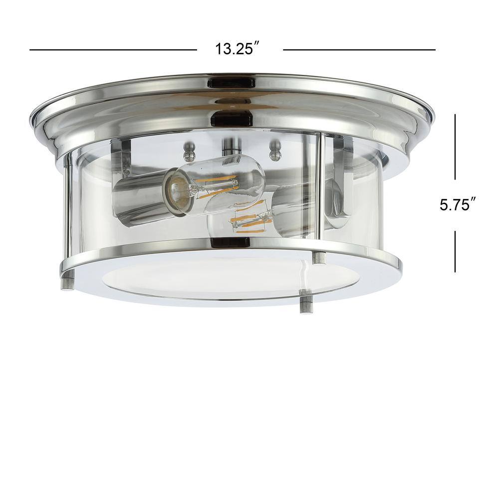 Lauren 13.25" Silver Glass and Chrome LED Flush Mount