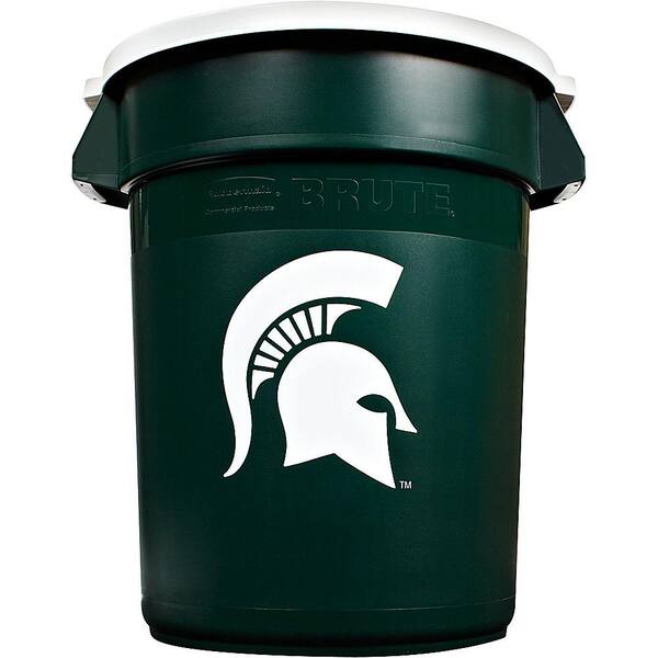 Rubbermaid Commercial Products BRUTE NCAA 32 Gal. Michigan State Round Trash Can with Lid