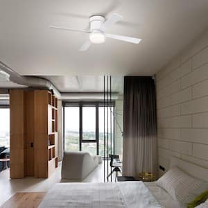 48 in. Indoor Matte White Ceiling Fan with 3-Colors Dimmable 6 Speed Remote Control 4 Blades with Remote Control