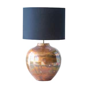 12 in. Copper Table Lamp with Black Shade