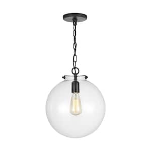 Kate 1-Light Midnight Black Sphere Pendant with Clear Glass Shade