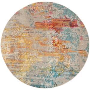 Celestial Sealife 10 ft. x 10 ft. Abstract Contemporary Round Area Rug