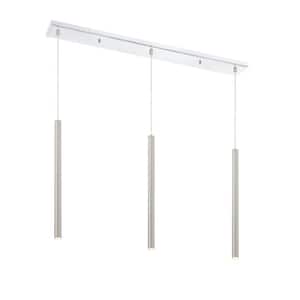 Forest 5-Watt 3-Light Integrated LED Chrome Shaded Chandelier with Brushed Nickel Steel Shade