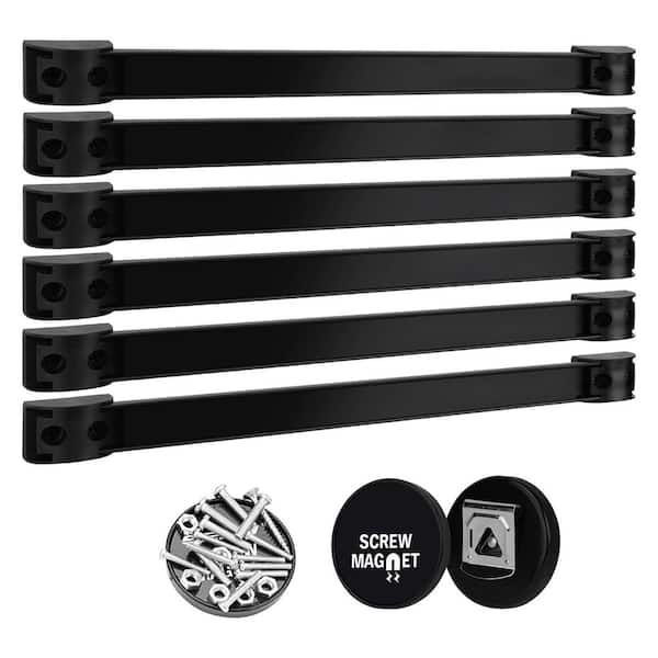 12 in. Black Alloy Steel Magnetic Tool Holder Storage Organizer Wall Mount Rack Power Magnet Strip 7 Piece