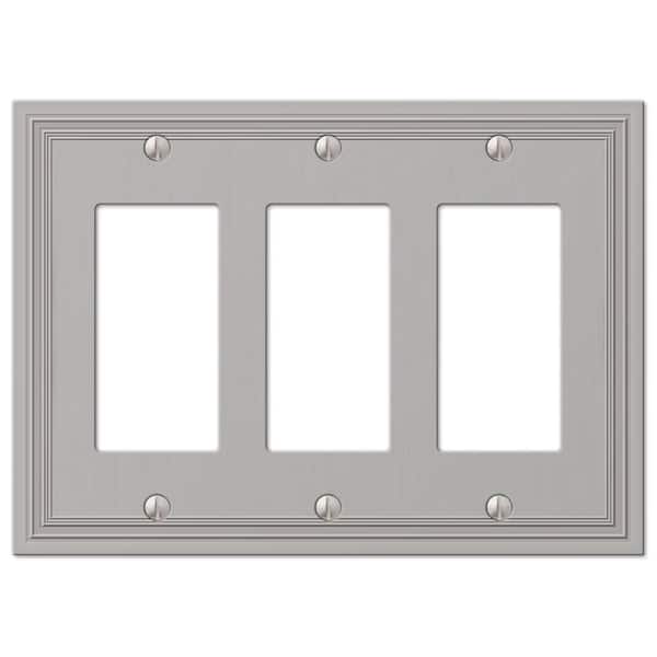 AMERELLE Hallcrest 3 Gang Rocker Metal Wall Plate - Satin Nickel