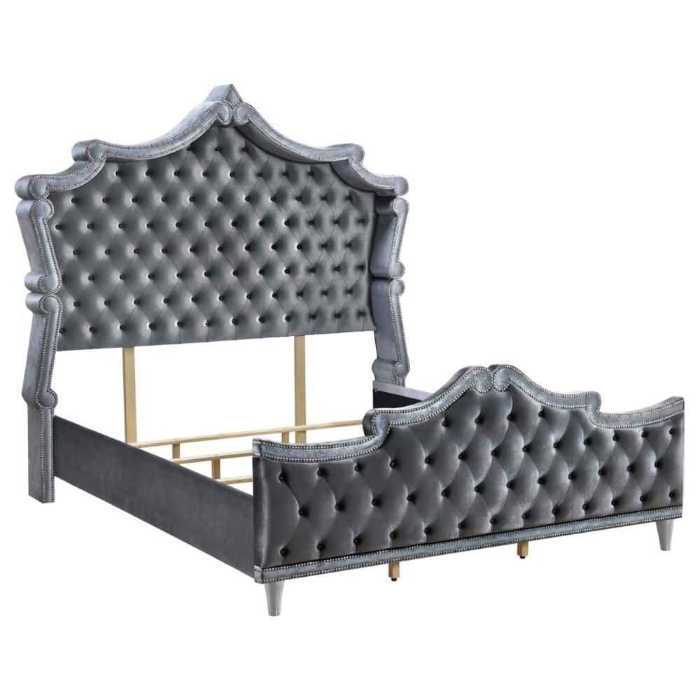 Benjara Ola Gray Wood Frame Queen Size Platform Bed BM306648