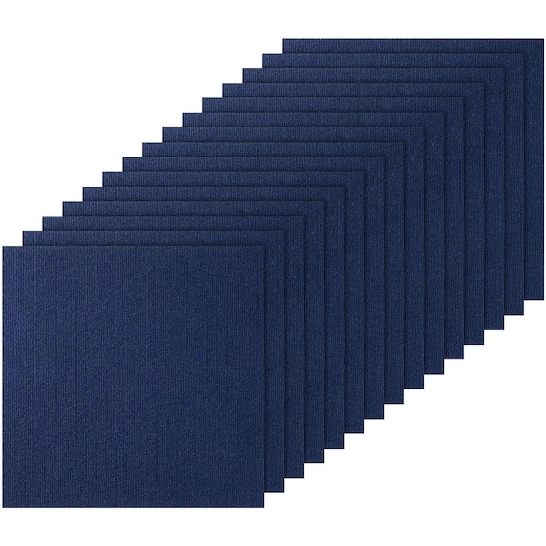 Blue Commercial Residential 24 in. x 24 in. Peel and Stick Pattern Carpet Tile Carpet Squares 60 sq. ft.