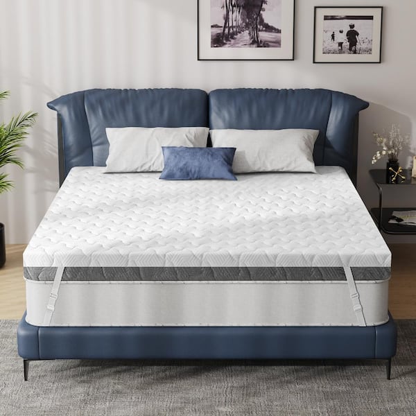 Extra Firm & Firm Mattress Topper for Pain Relieving 4 inch King Size High-Density Foam Mattress Pad CertiPUR-US