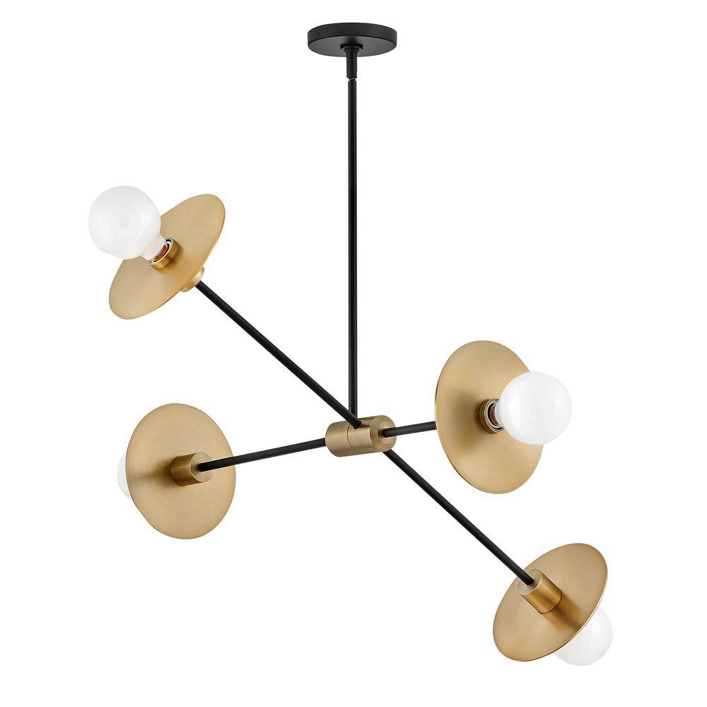 Cupertino Lacquered Brass 4-Light Steel Sputnik Chandelier