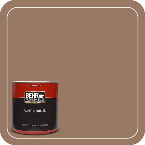BEHR PREMIUM PLUS 1 qt. #250F-5 Fudge Bar Flat Exterior Paint & Primer