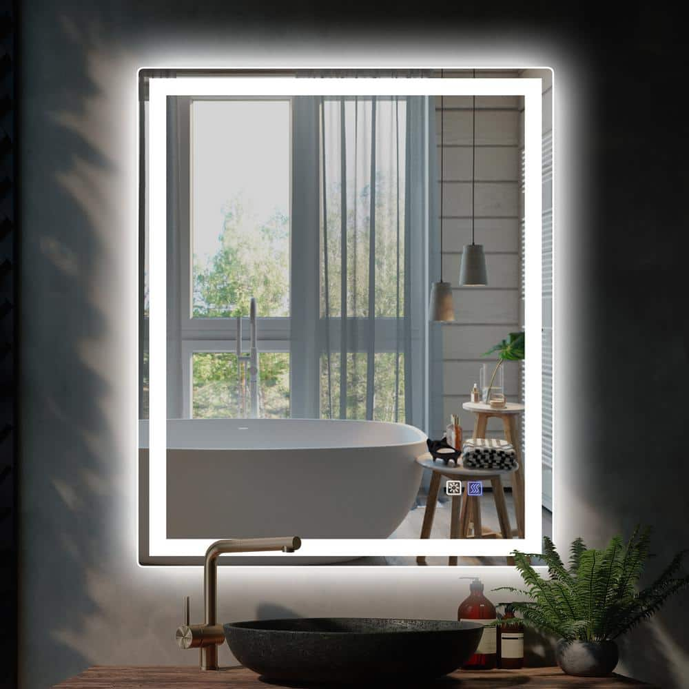 36 in. W x 30 in. H Rectangular Frameless Anti-Fog Dimmable Wall LED ...