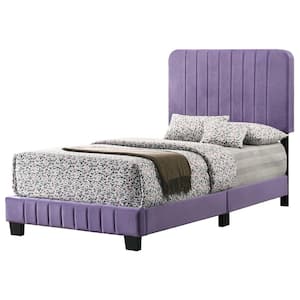 Lodi Purple Velvet Upholstered Channel Tufted Twin Panel Bed