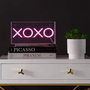 XOXO 6 in. Pink Contemporary Glam Acrylic Box USB Operated LED Neon Lamp