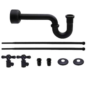 Victorian Style Freestanding Pedestal Sink Supply Line Kit, Matte Black