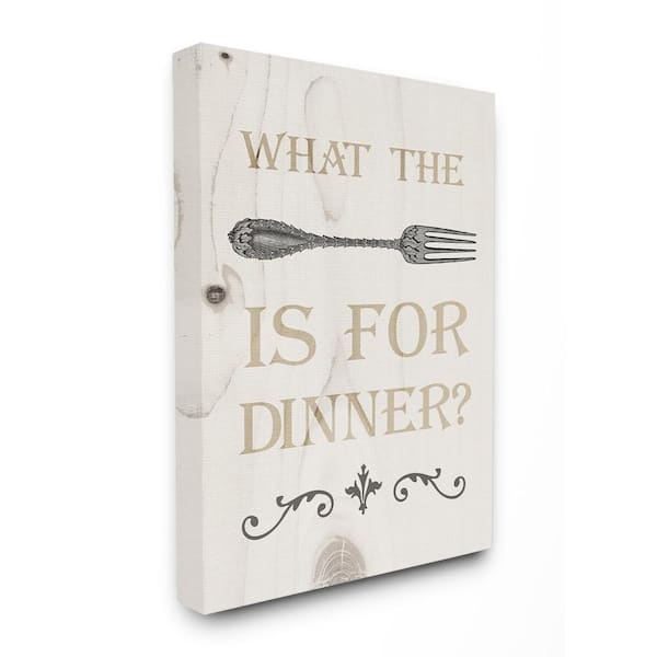 Stupell Industries 30 in. x 40 in. "What The Fork Funny Typography Wood Look" by Daphne Polselli Canvas Wall Art