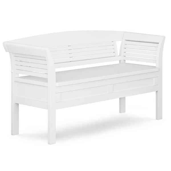 Simpli Home Arlington Solid Wood 49 in. Wide Contemporary Entryway Storage Bench in White