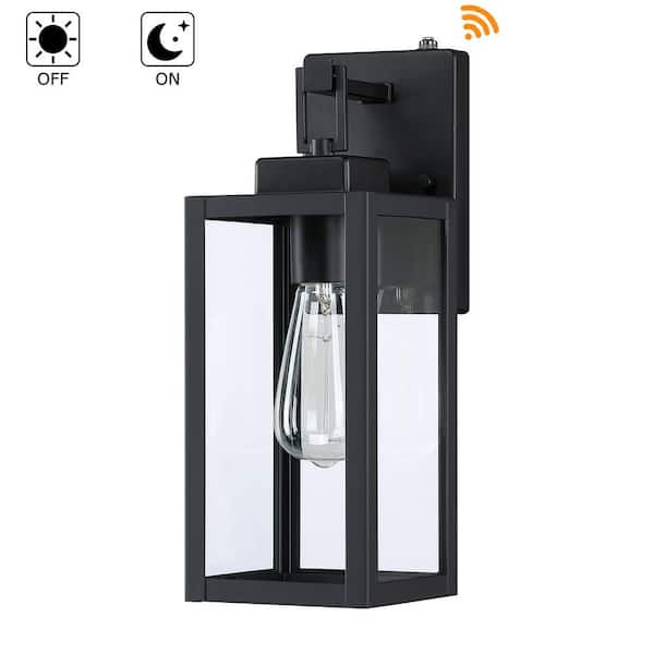Hukoro Bonanza 14 in 1-Light Matte Black Outdoor Wall Lantern Sconce with Dusk to Dawn