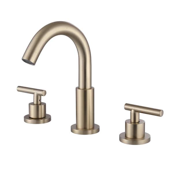 4 in. Centerset Deck Mount 2-Handle 3-Hole Bathroom Faucet with 360° Swivel Spout in Brushed Gold