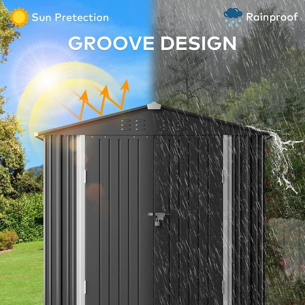 Lofka 8 x 6 ft. (48 sq. ft.) Galvanized Metal Garden Shed with