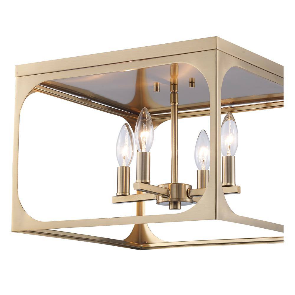 Antique Gold Metal Cage Flush Mount Ceiling Light