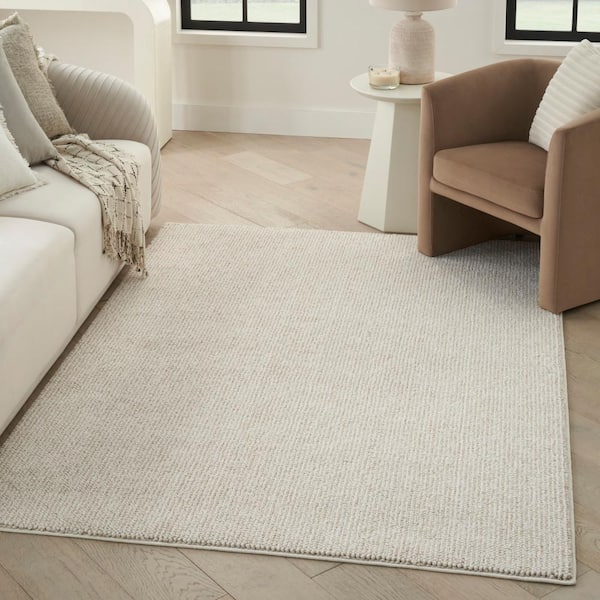 Textured Home Ivory Beige 9 ft. x 12 ft. All-over design Contemporary Area Rug