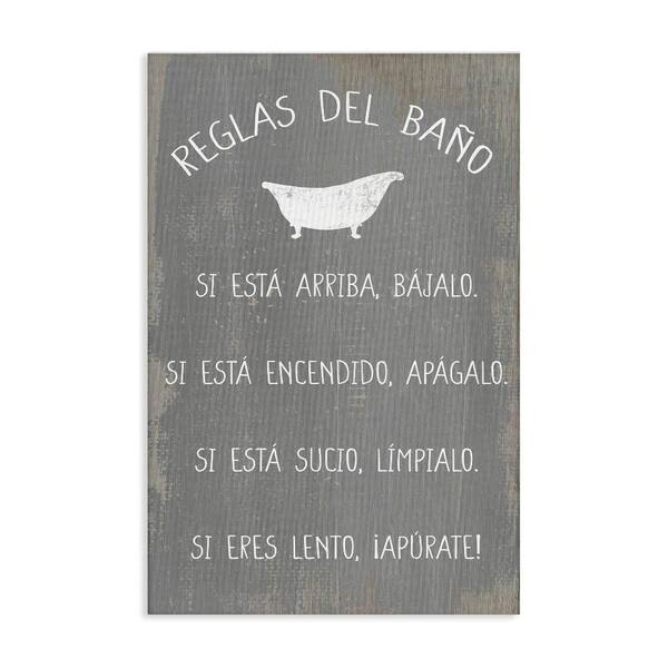 Stupell Industries Bathroom Rules by Lil' Rue Gallery Wrapped Unframed Typography Graphic Art Print 24 in. x 16 in.
