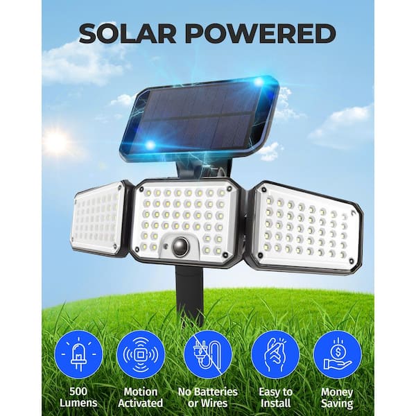 Bell + Howell 180-Degrees Swiveling Light Black Solar Powered Motion  Activated Outdoor 108 Integrated LED Bionic Floodlight 7897 - The Home Depot