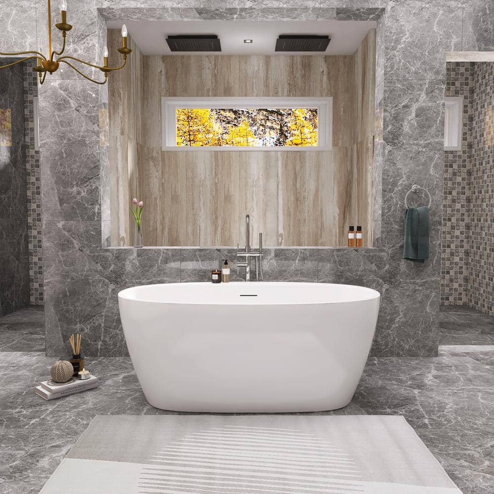 1400x750mm Back To Wall Double Ended Freestanding Bath Bathroom Bathtub  Acrylic