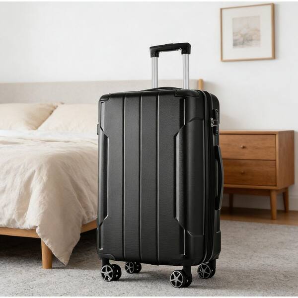 Tatahance 2-Piece Black ABS Hardside Lightweight Luggage Set with