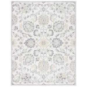 Glamour Ivory/Gray 8 ft. x 10 ft. Border Floral Area Rug