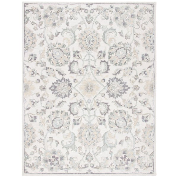 SAFAVIEH Glamour Ivory/Gray 8 ft. x 10 ft. Border Floral Area Rug