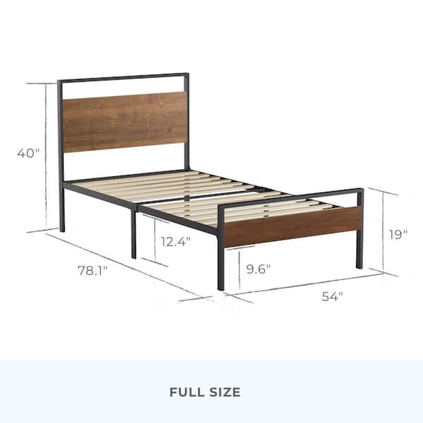 Brookside Nora Natural Full Metal and Wood Platform Bed Frame BS0001MWBFFBR