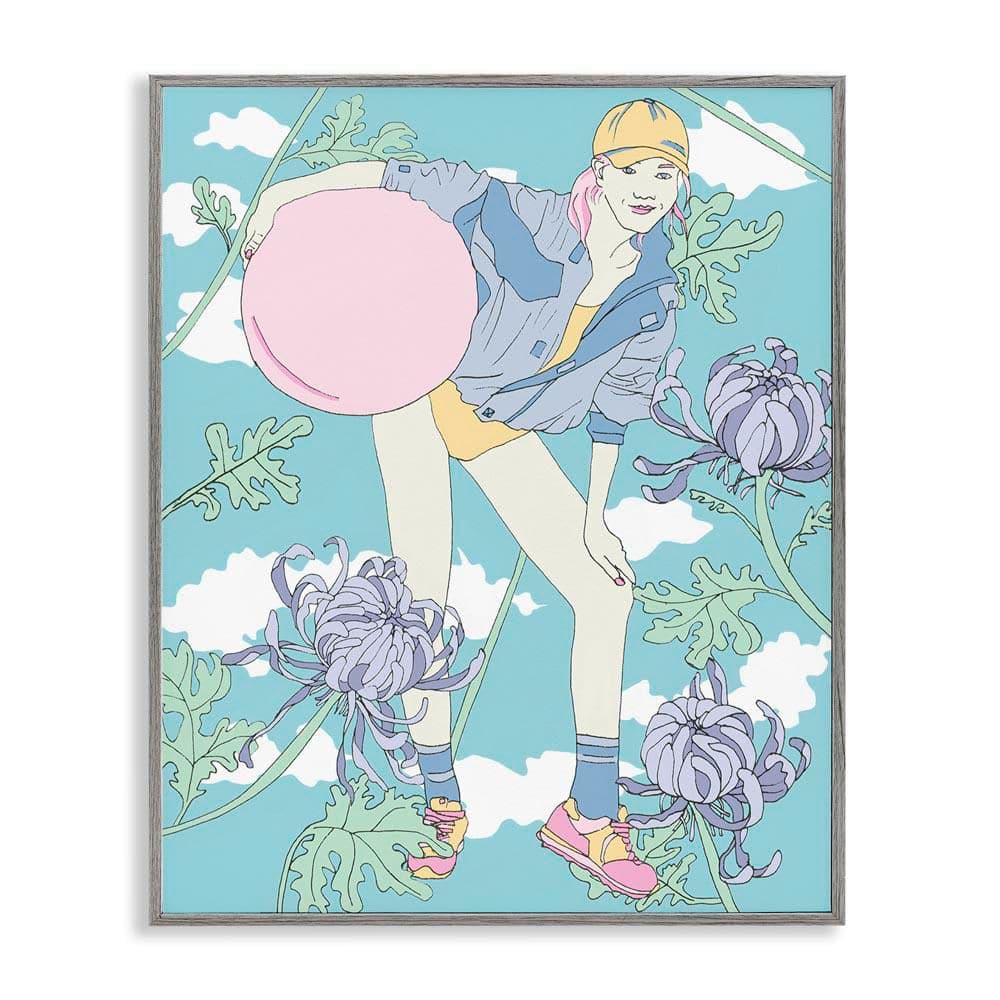 Pastel Exercise Ball Girl by Melissa Wang Gray Framed People Giclee Art Print 20 in. x 16 in. price history on PriceWatchPro