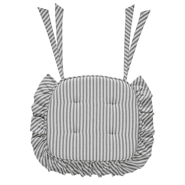 Sawyer Mill Country Black, Soft White Ticking Stripe Ruffled Chair Pad