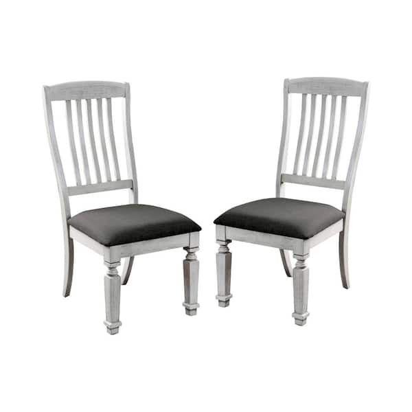 Furniture of America Dave Antique White Cushioned Farmhouse Dining Chair (Set of 2)
