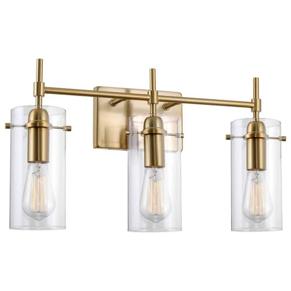 Kira Home Inara 21.5 in. 3-Lights Cool Brass Modern Bathroom Vanity Light