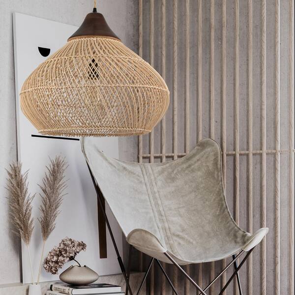 ELE Light & Decor Zula 60-Watt 1-Light Coastal Large Rattan