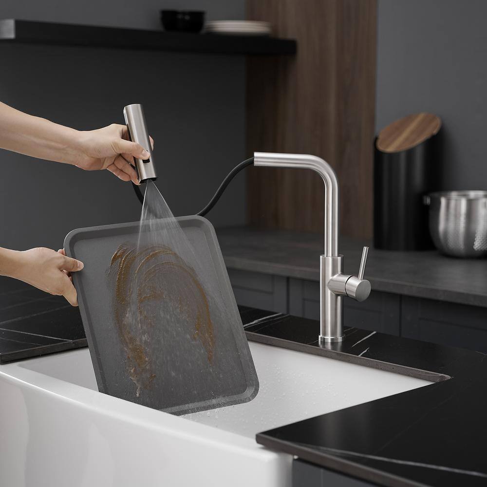Brushed Nickel Single Handle Pull Down Kitchen Faucet
