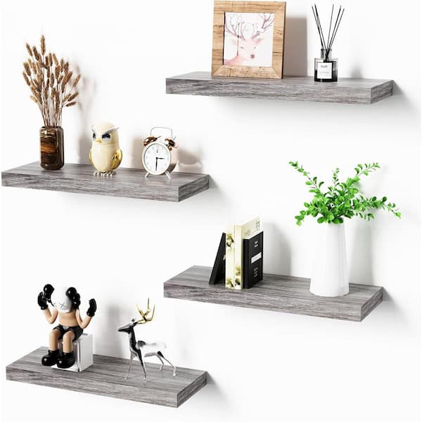 Floating Shelves 15.7 in W x 5.7 in D Washed Gray Engineered Wood Wall Mounted Decorative Wall Shelf