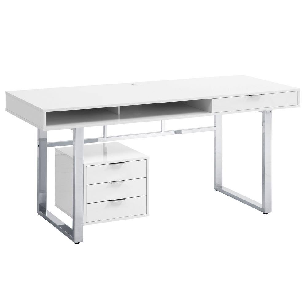 Coaster Whitman 65 in. W Glossy White 4-Drawer Computer Desk 800897 ...